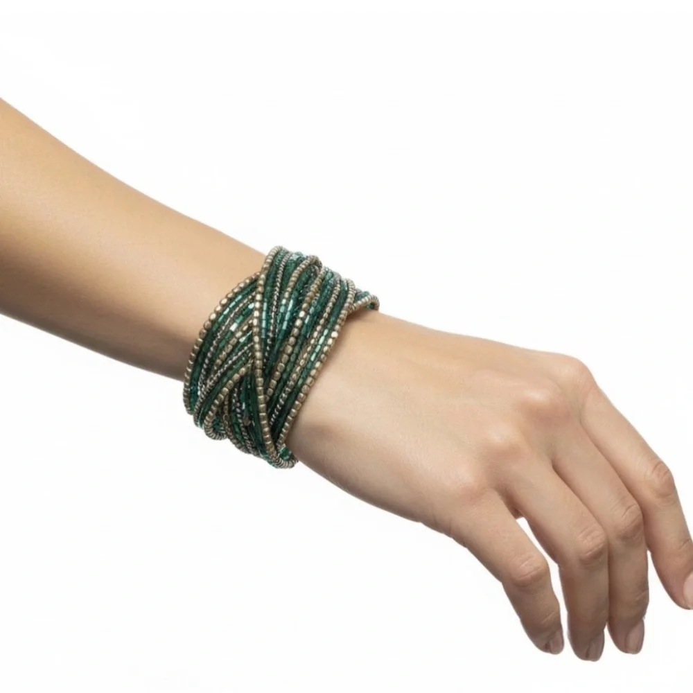 Vintage Boho Beaded Cuff Bracelet